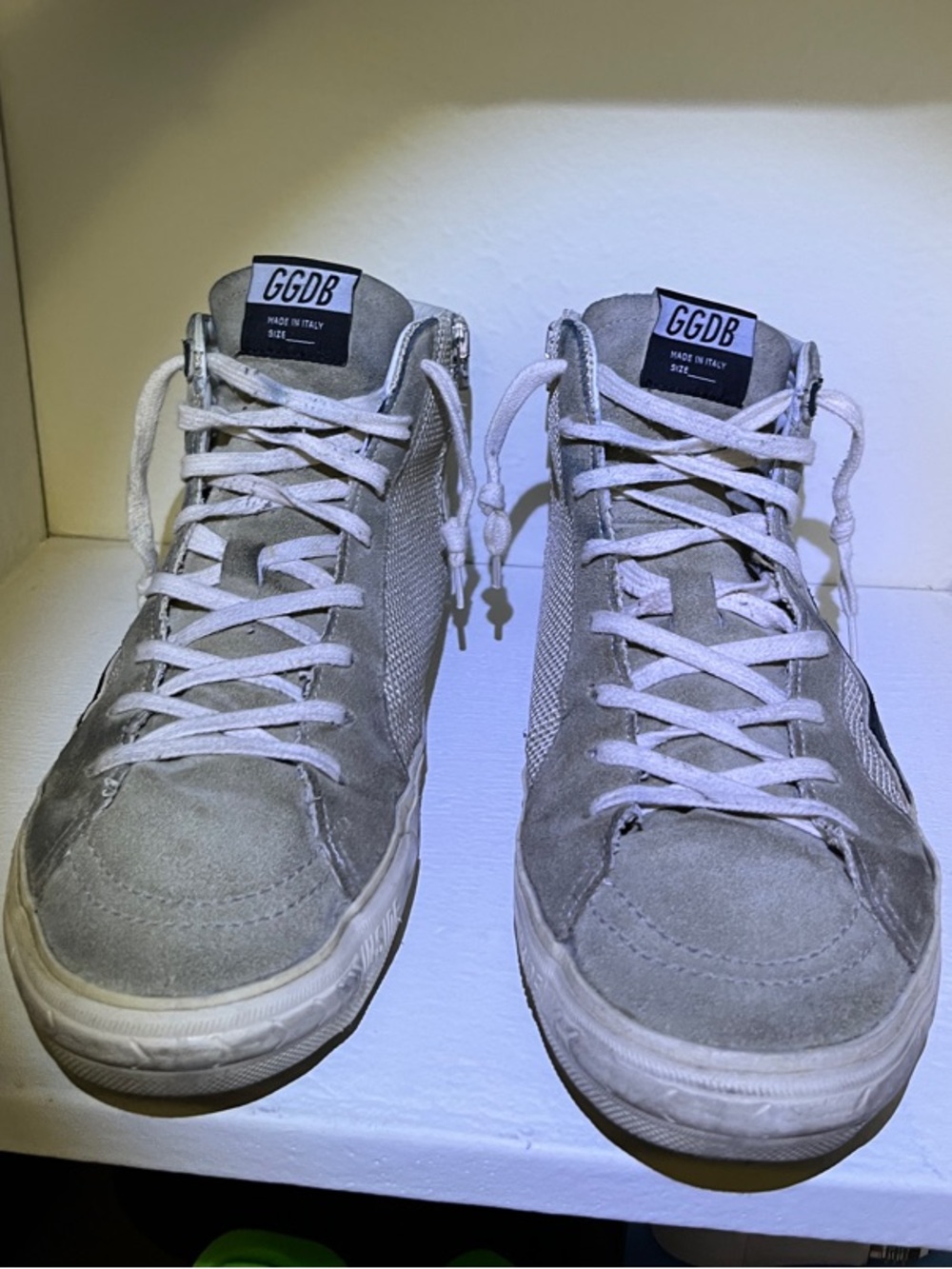 Slide in beige mesh and nylon with blue leather star and flash - Picture 3 of 8